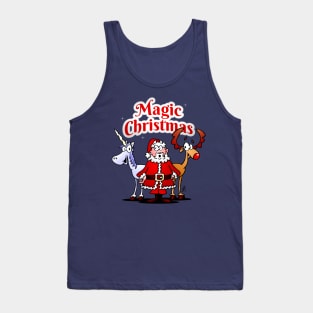 Magic Christmas: Santa, reindeer and a unicorn Tank Top